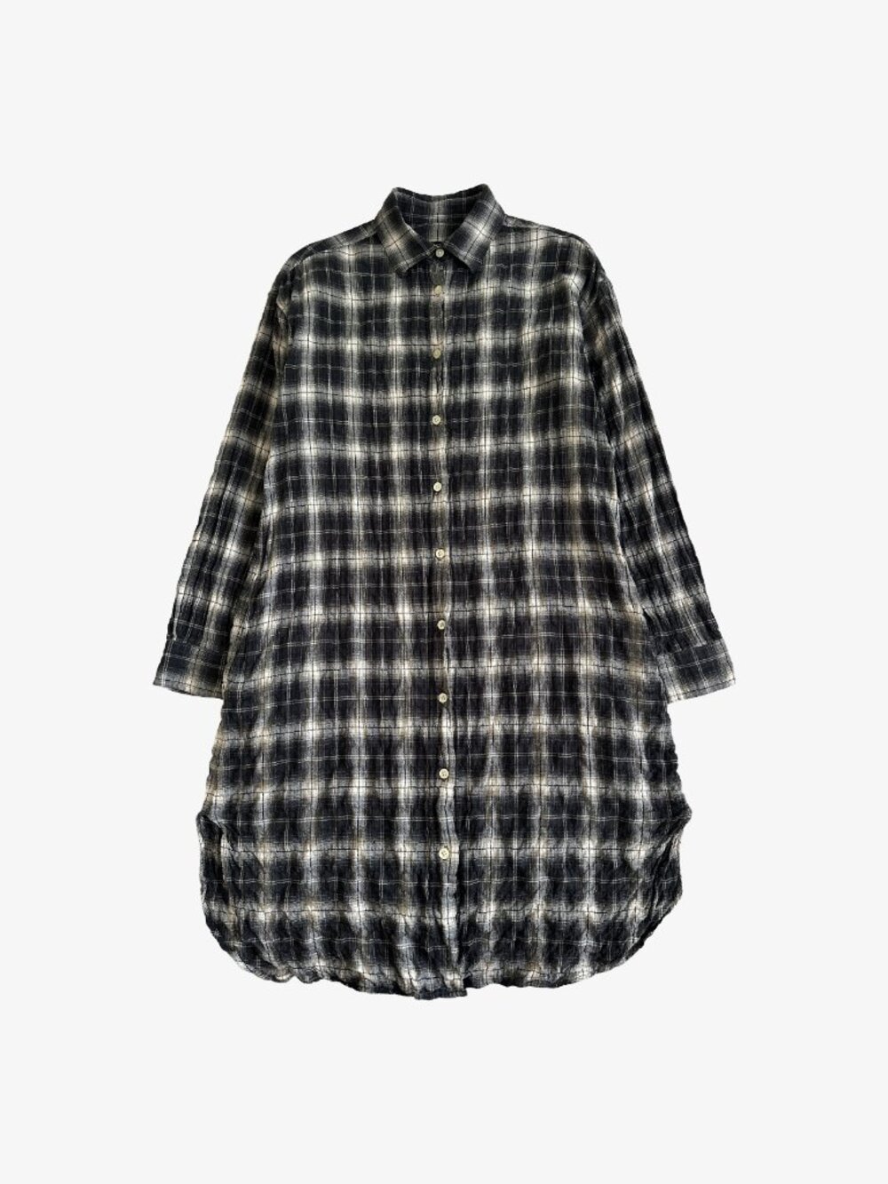 Japanese Cotton Textured Plaid Button Shirt Dress by NICO nicholson & nicholson